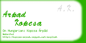 arpad kopcsa business card
